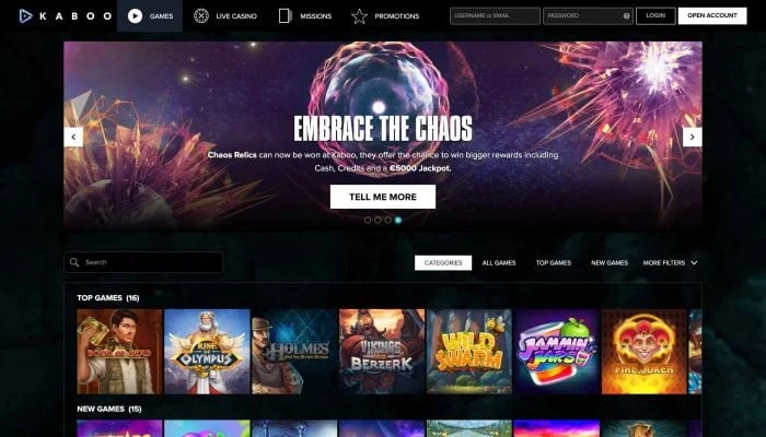 Kaboo homepage